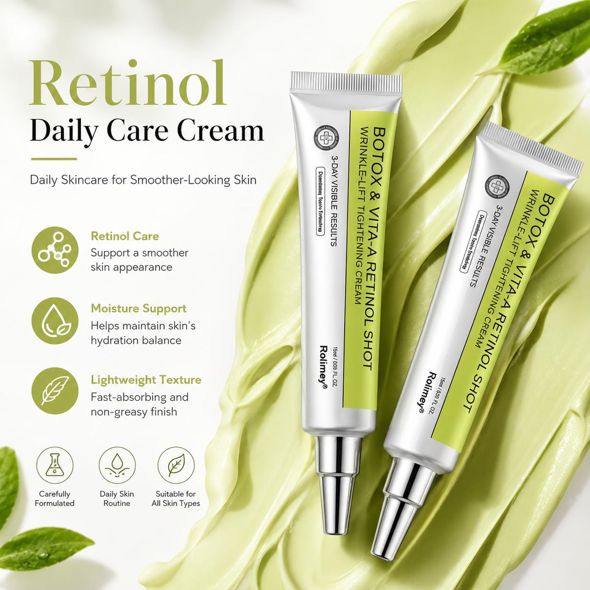 LTNOVAAY cream spread on hand demonstrating smooth blendability and hydration