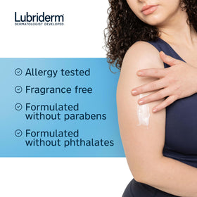 Applying Lubriderm on hands to relieve dryness and restore softness