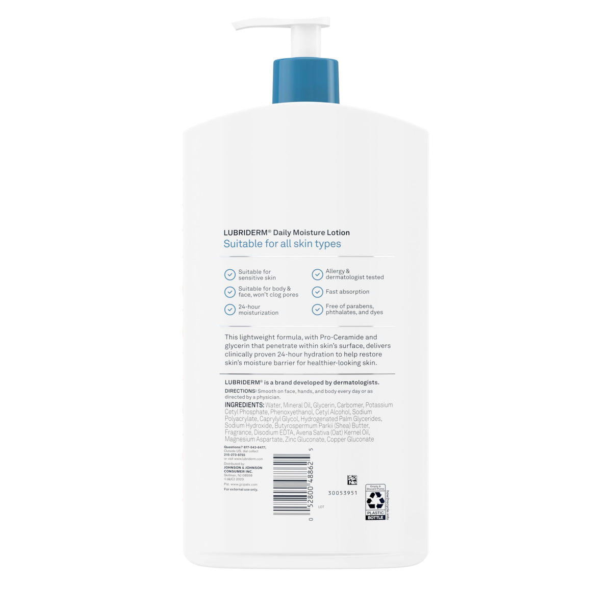 Lubriderm bottles staged in bathroom showing everyday convenience