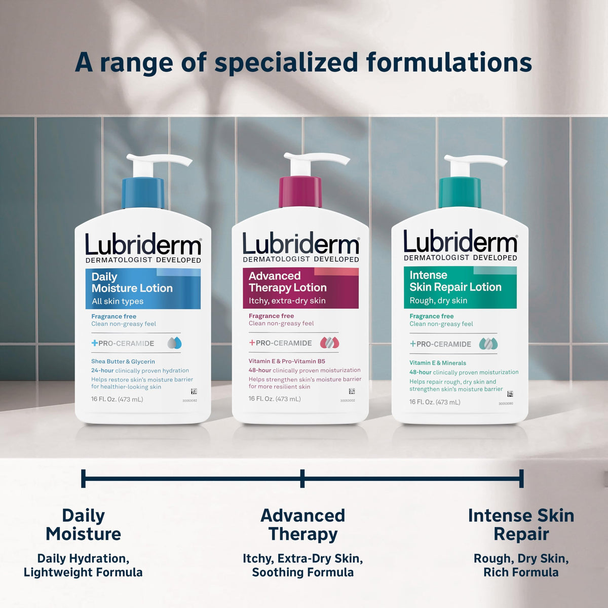 Lubriderm being smoothed onto skin after shower to lock in moisture