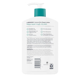 Angled Lubriderm bottle with light to show clean, non-greasy finish
