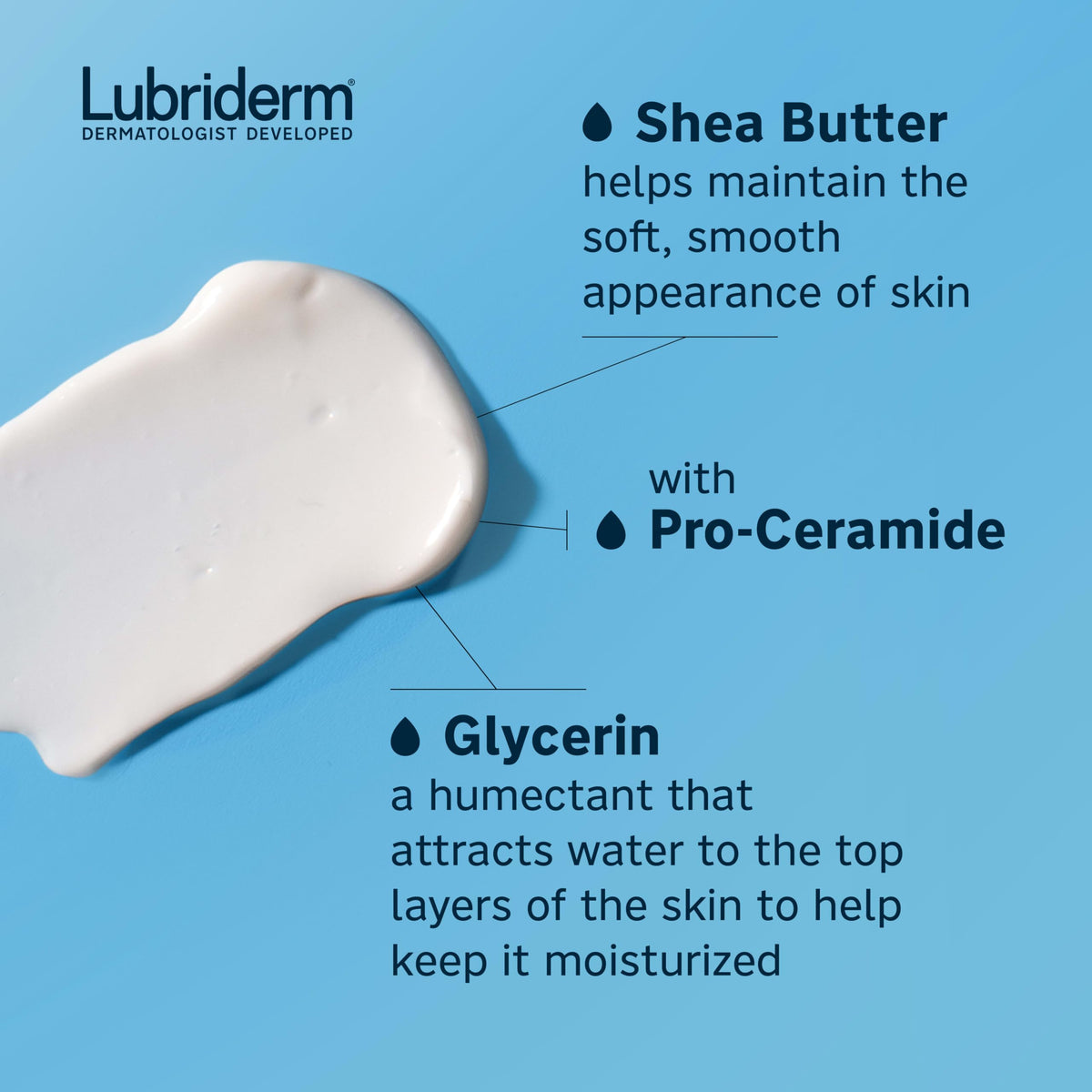 Lubriderm used on face, showing gentle, non-comedogenic application