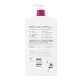 Lubriderm label with fragrance-free badge emphasizing allergy-friendly benefit
