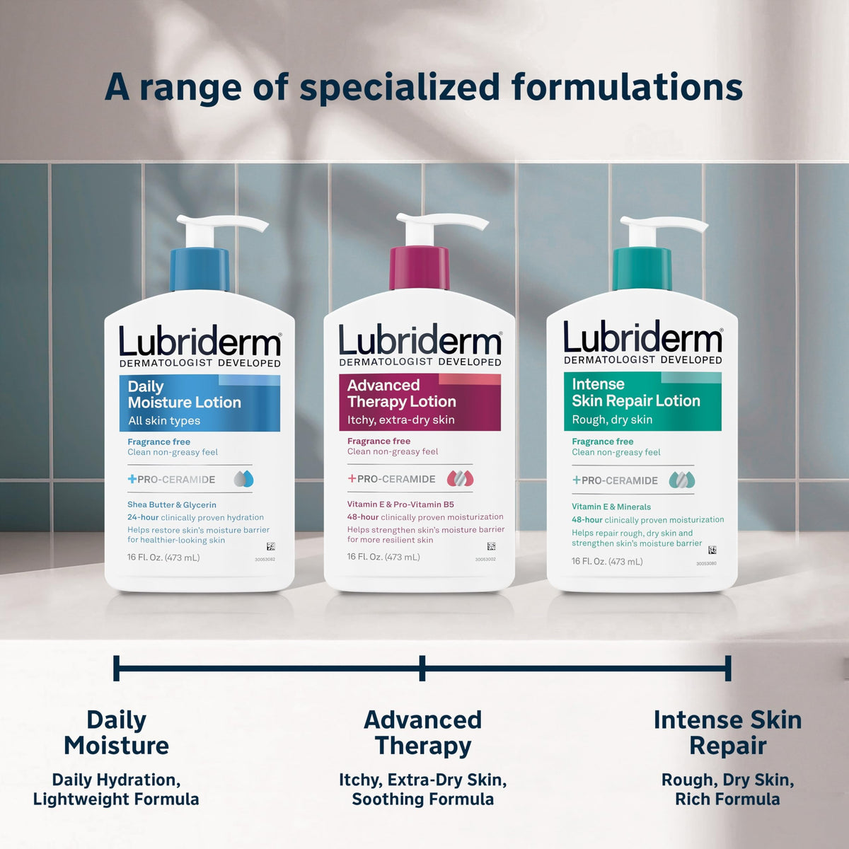Lubriderm ingredients view with shea butter and glycerin for hydration