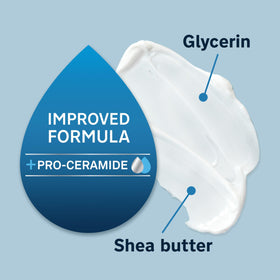 Lubriderm pump dispensing lotion demonstrating easy one-handed use