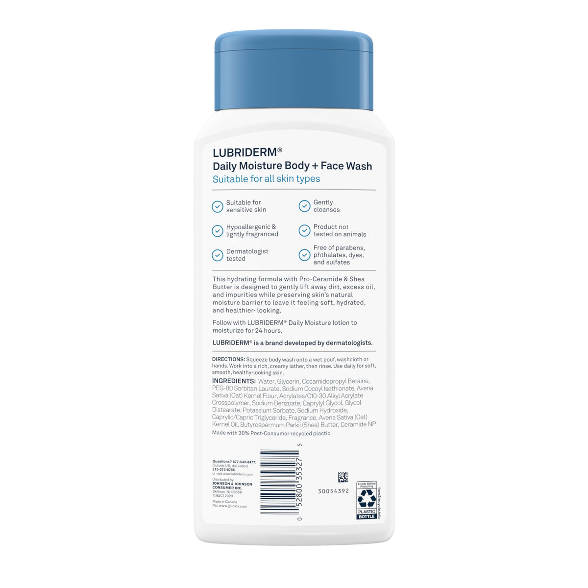 Scoop of shea butter with Lubriderm bottle to highlight nourishing ingredient benefit