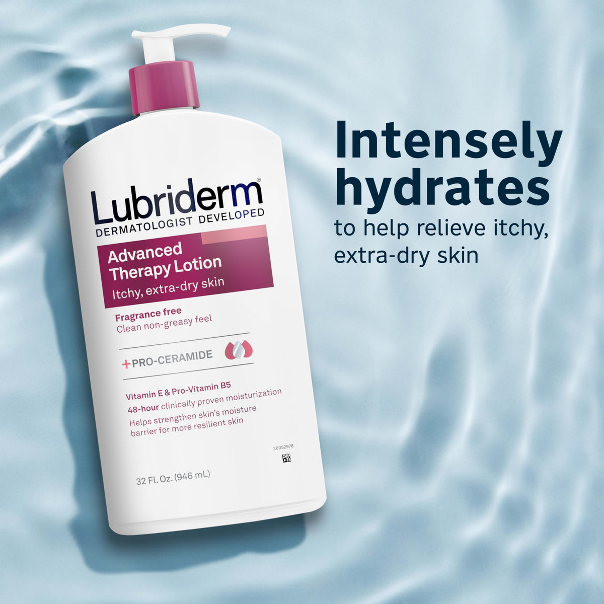 Lubriderm lotion texture on hand demonstrating fast absorption and non-greasy feel