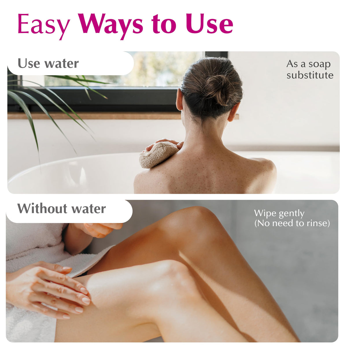 Bathroom shelf with Lubrigyn bottle conveying daily routine use