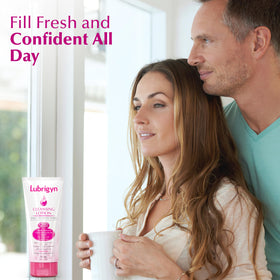 Side-by-side skin visual with Lubrigyn showing improved surface hydration