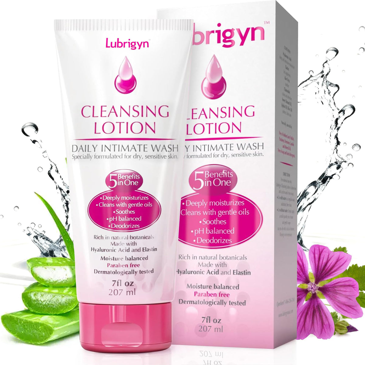 Lubrigyn front packaging showing 7 fl oz bottle and benefits