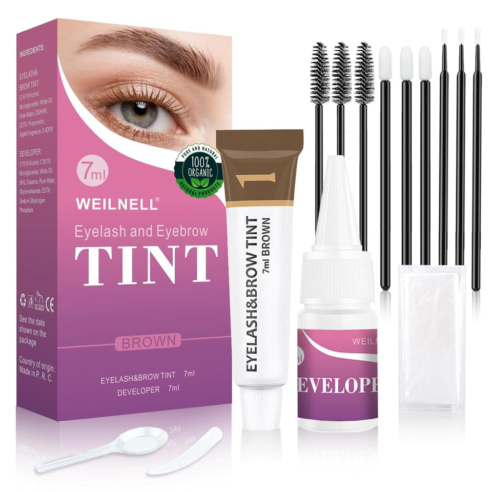 LUCKY CAT front packaging showing brown kit and tools, professional at-home tinting benefit