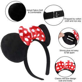 Lucky Will red bow detail on headband highlighting secure attachment