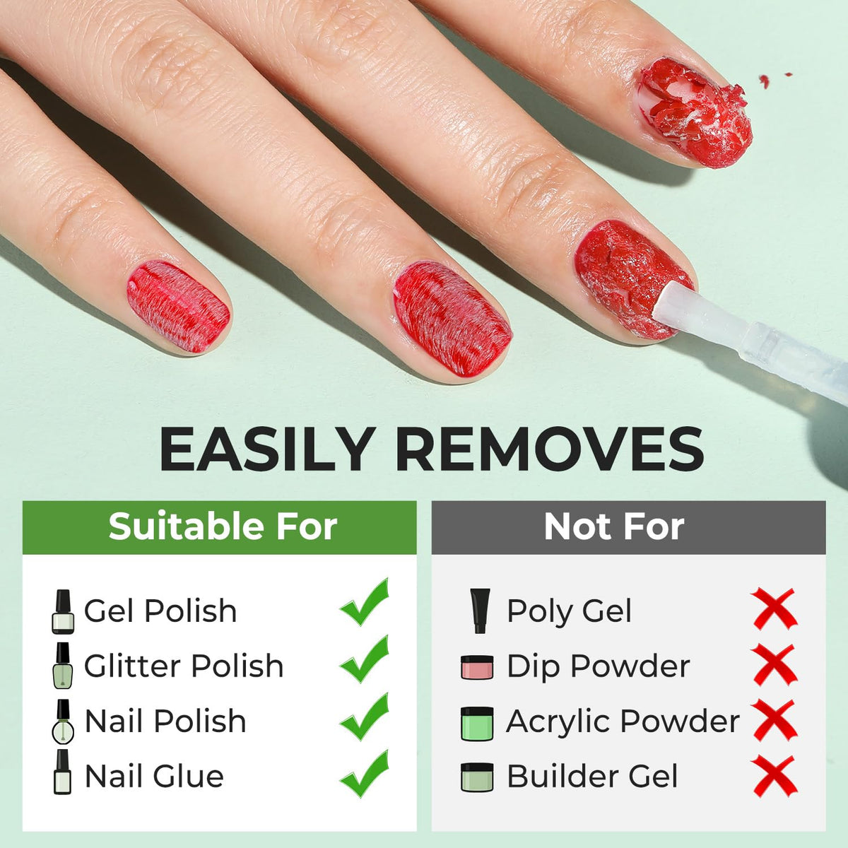 Luckyfairy before and after nails showing effective polish removal