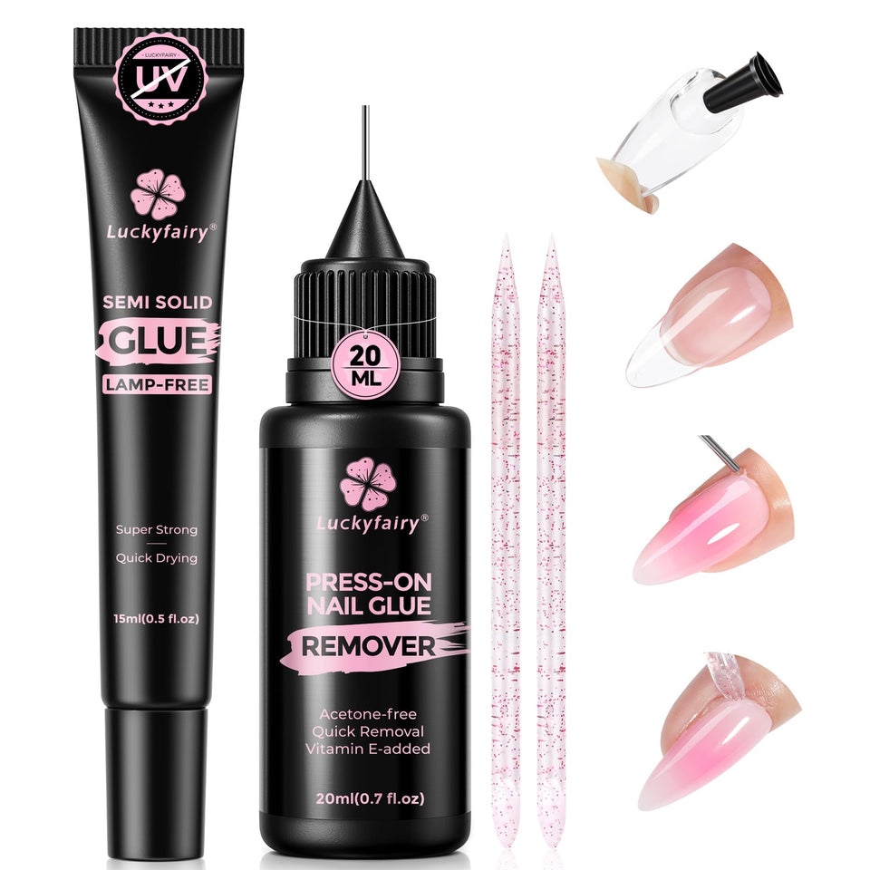Luckyfairy front packaging showing full kit for at-home manis and convenience