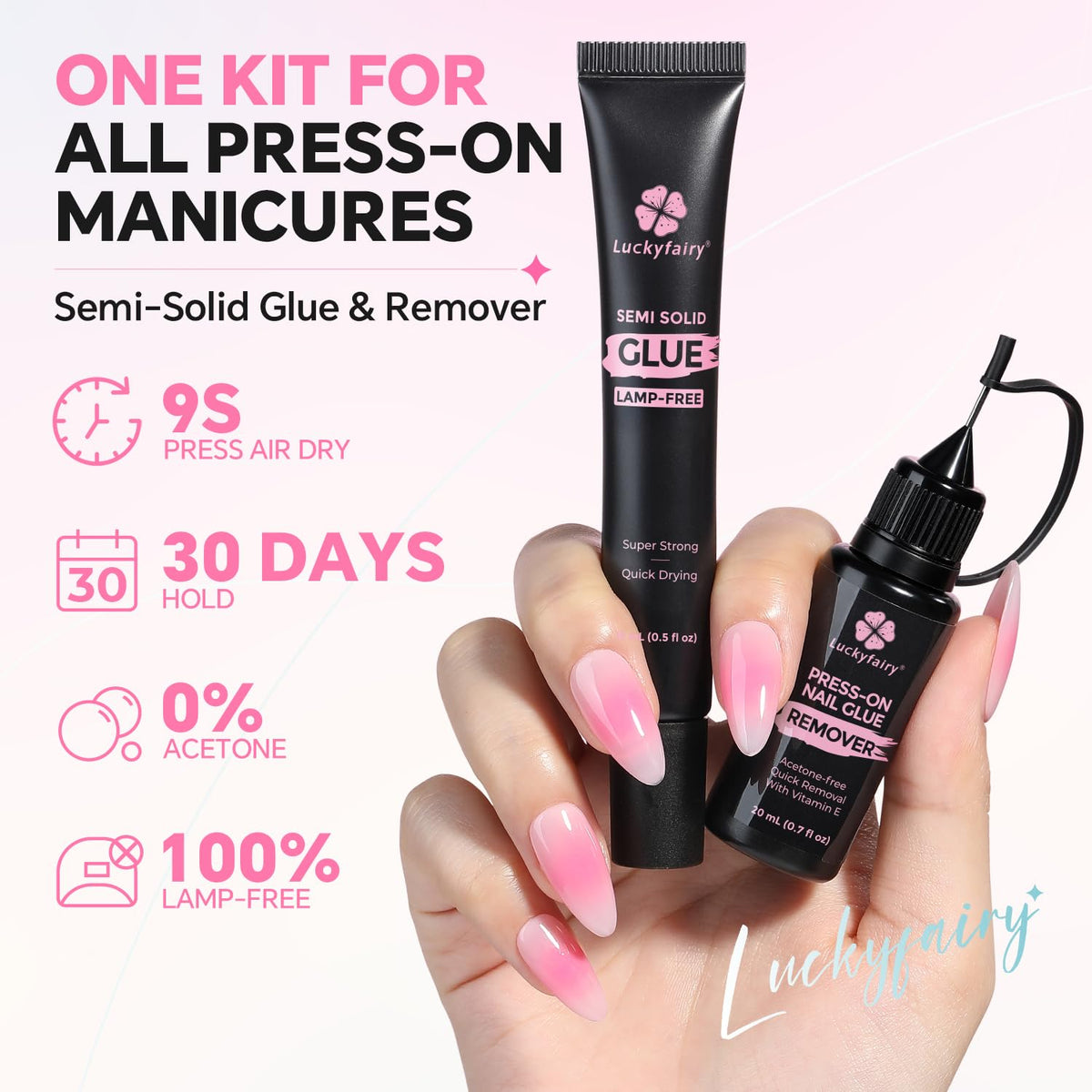 Luckyfairy glue tube close-up showing smooth gel texture for precise application