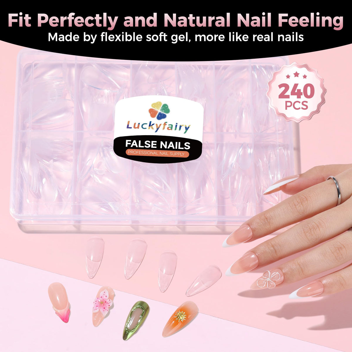 luckyfairy hands applying a tip at home for quick DIY manicure