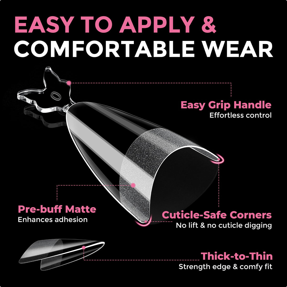 Luckyfairy tips applied with glue for quick salon-style finish