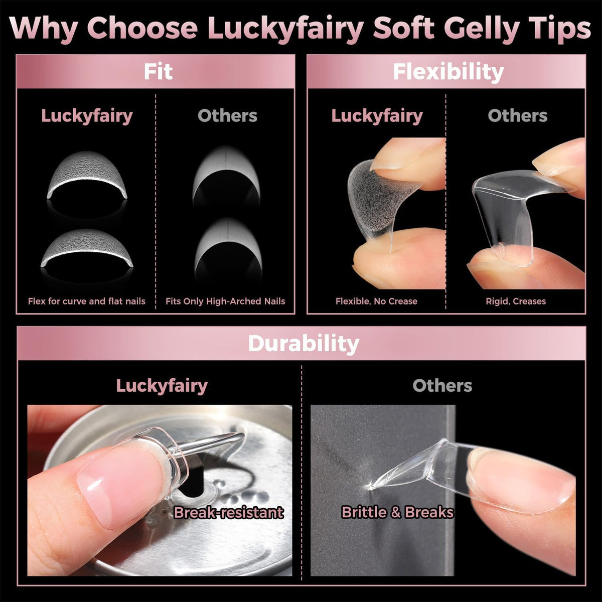 luckyfairy in-use application with glue for quick at-home manicures