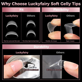 luckyfairy in-use application with glue for quick at-home manicures