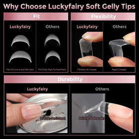 Luckyfairy in-use press-on application demonstrating quick salon-quality finish