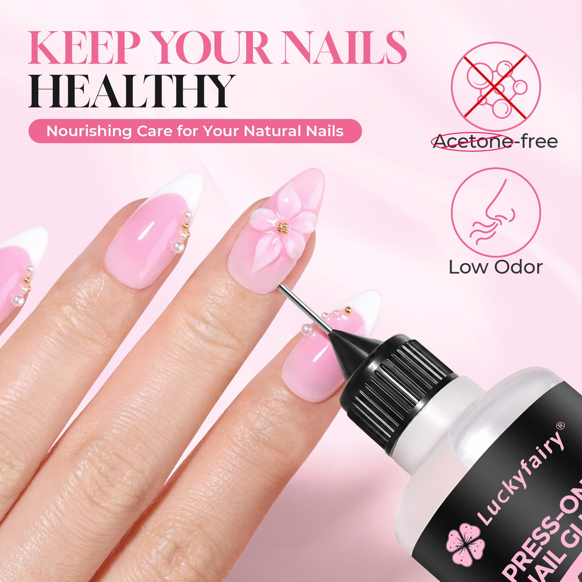 Luckyfairy remover in use lifting press-on nail quickly and cleanly