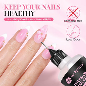 Luckyfairy remover in use lifting press-on nail quickly and cleanly