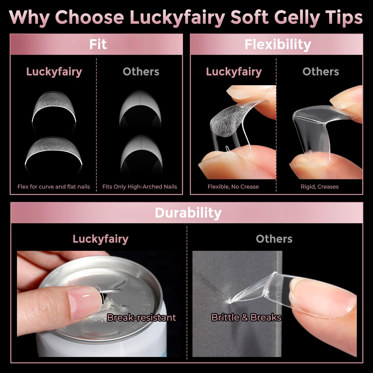 luckyfairy finished short square nails painted for a polished look