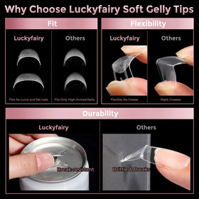 luckyfairy finished short square nails painted for a polished look