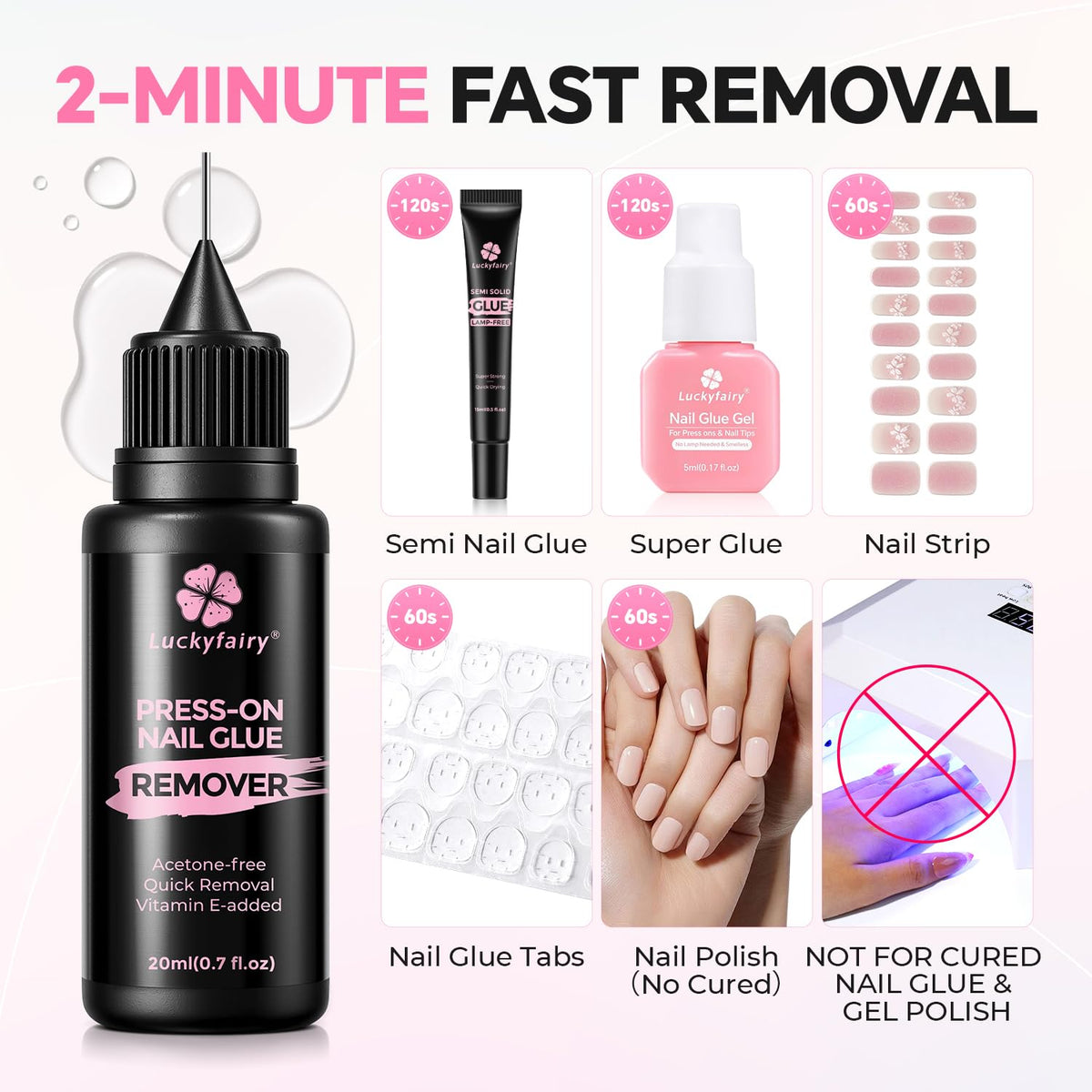 Luckyfairy removal demo with cuticle stick lifting glue gently and safely