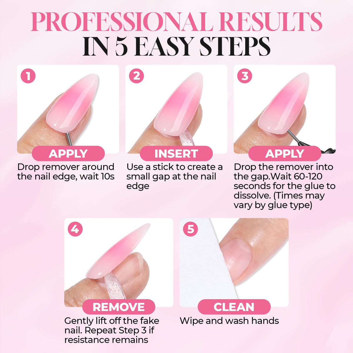 Luckyfairy clean natural nail after removal showing residue-free finish
