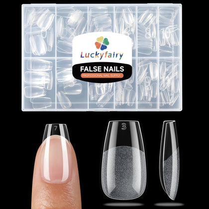 luckyfairy front packaging showing 240pcs short coffin set, fast salon results