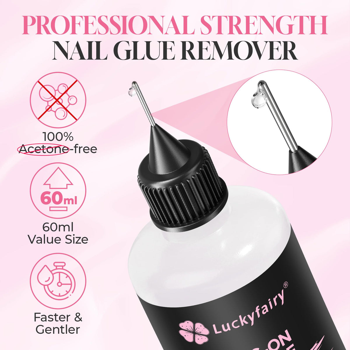 Luckyfairy droplet on nail edge showing gentle formula texture