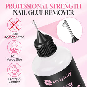 Luckyfairy droplet on nail edge showing gentle formula texture