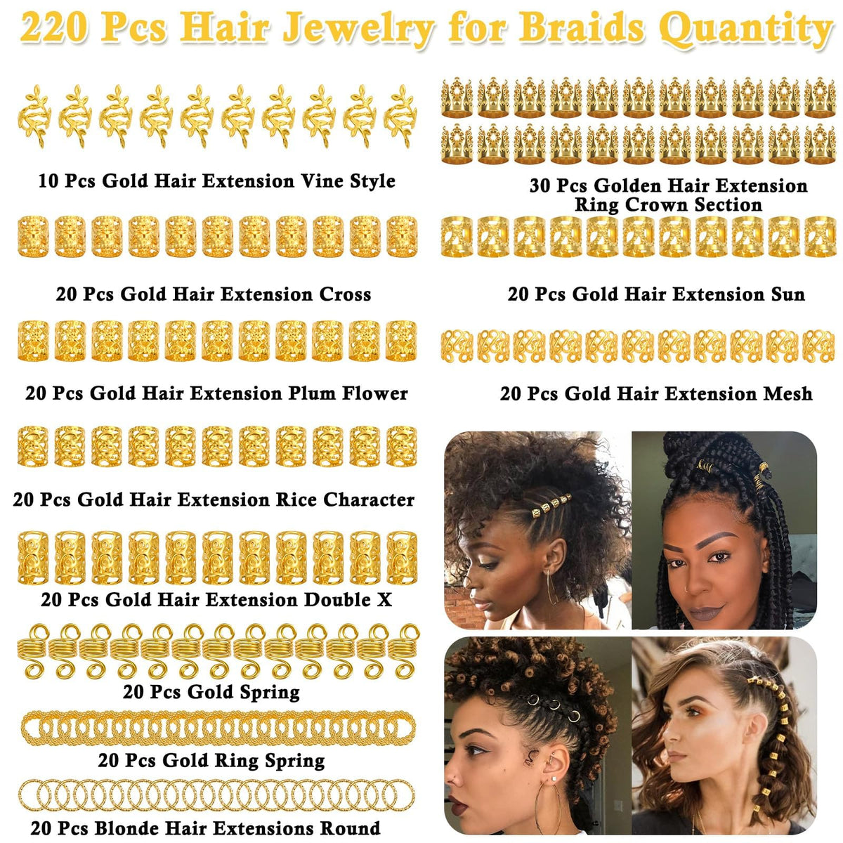 Lucomb gold crown cuff close-up showing decorative detail and secure fit for braids