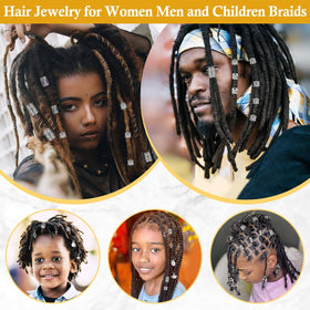 Lucomb hair jewelry in braided hair, demonstrates stylish finishing touch