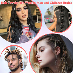 Lucomb charms applied on braids in lifestyle shot, showing finished look and styling versatility benefit