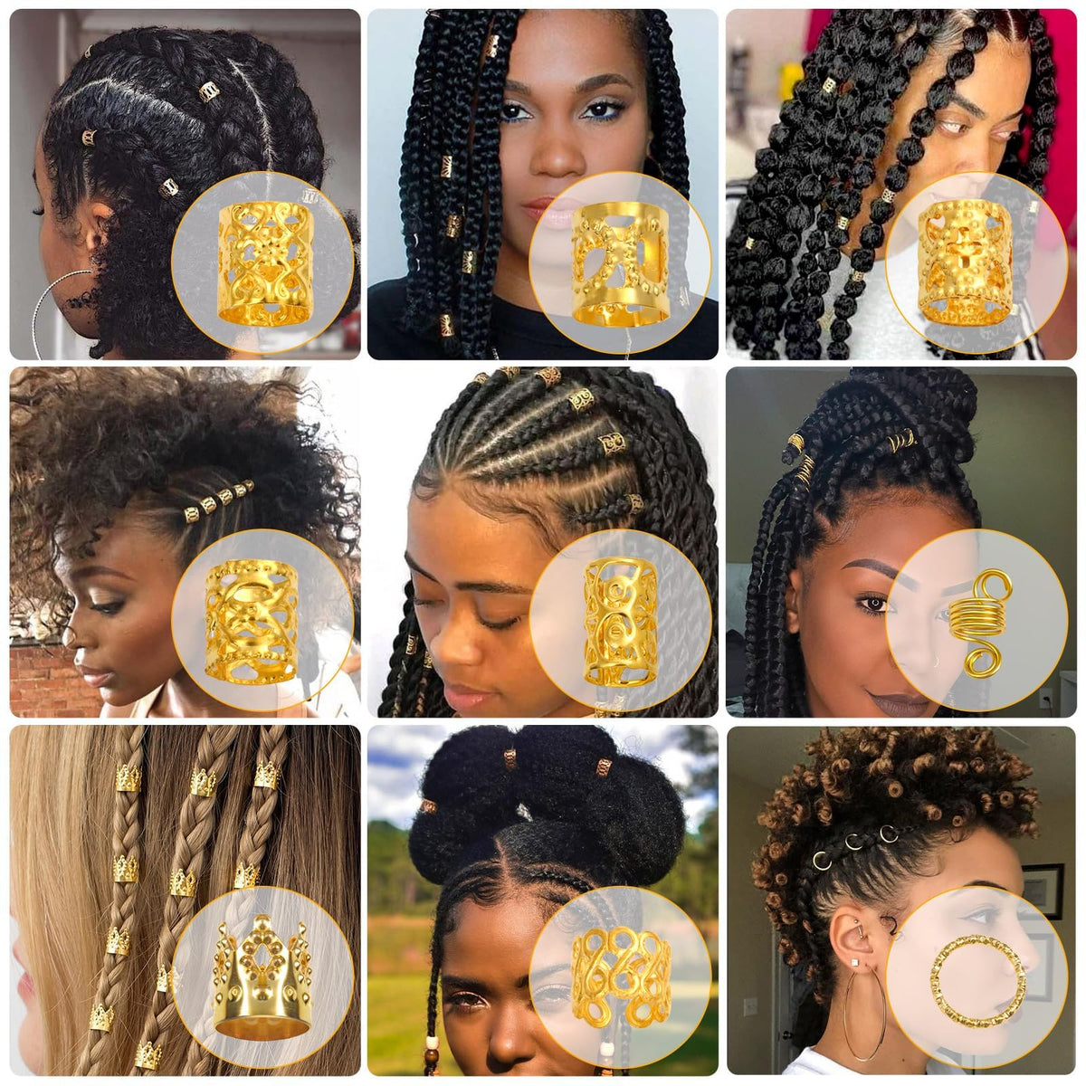 Lucomb ring clipped onto a braid demonstrating easy application and stylish effect