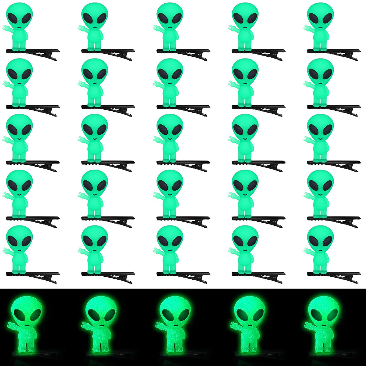 Luinabio front packaging showing 30 glow alien clips for easy party supply