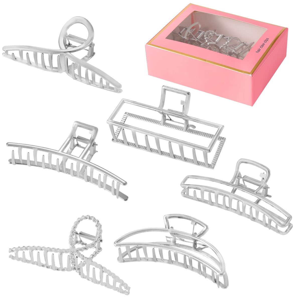LUKACY front view of six silver clips showing clean design and reliable hold