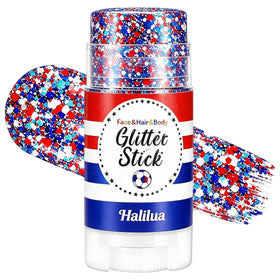 Lulesi glitter stick front packaging showing red white and blue design and applicator