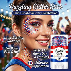 Lulesi glitter stick close-up texture displaying mixed fine glitter and star sequins