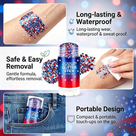 Lulesi glitter worn at fireworks display creating standout patriotic shine