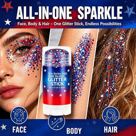 Lulesi glitter stick held in hand showing scale and travel-friendly size