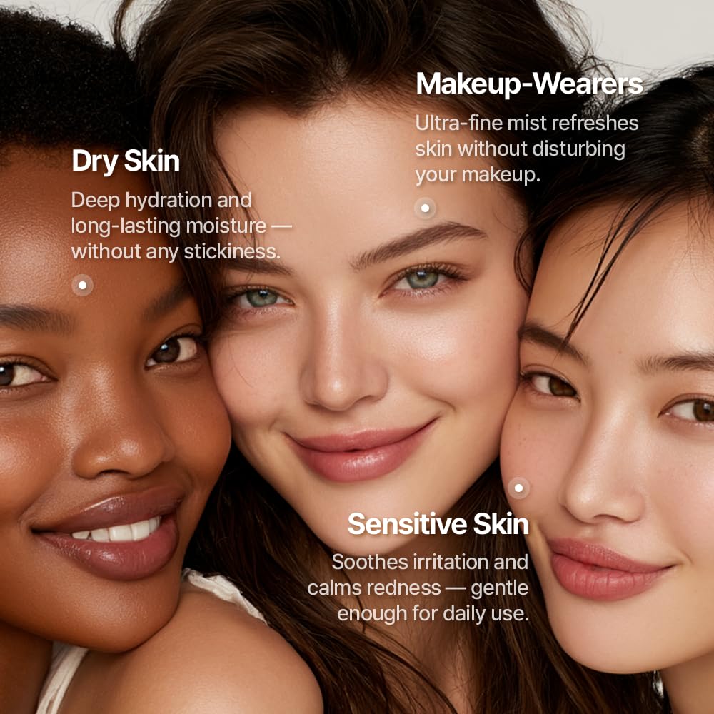 LULUBEU mist applied over makeup delivering instant glow and setting
