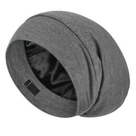 LULUSILK front view dark grey cap showing full bonnet fit and comfort