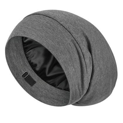 LULUSILK front view dark grey cap showing full bonnet fit and comfort
