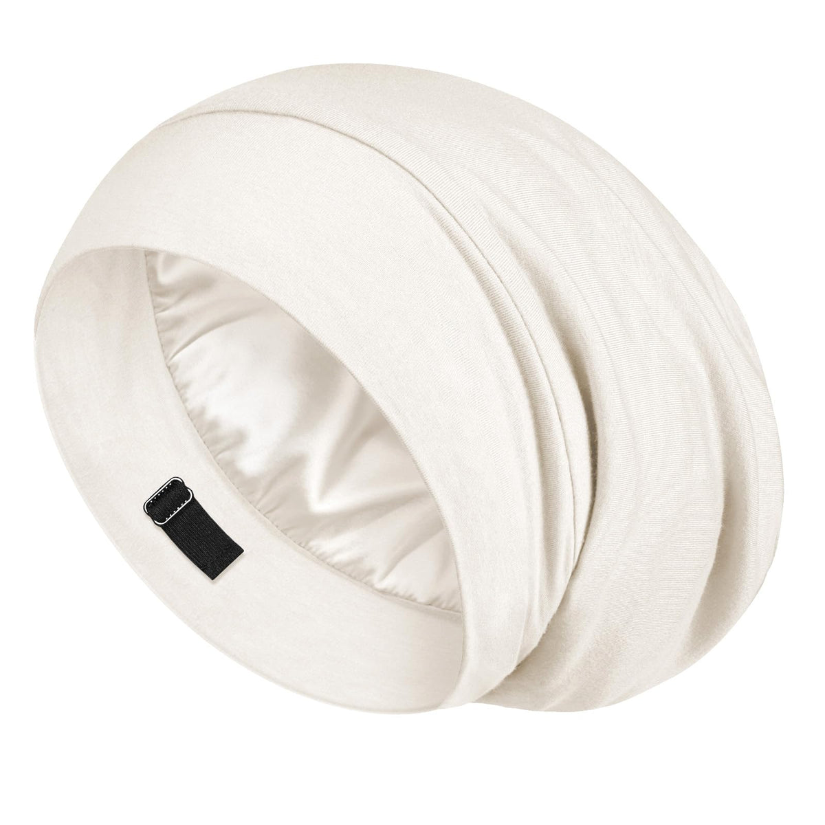 LULUSILK front view white cap showing smooth shape and secure fit benefit