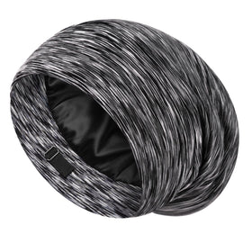 LULUSILK front view of dark grey sleep cap showing fit and design benefit comfortable protection