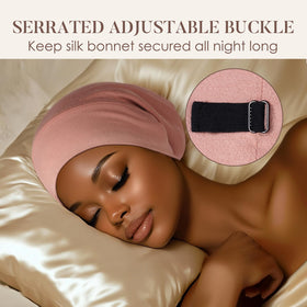 LULUSILK bonnet in use on sleeping woman showing comfortable overnight protection