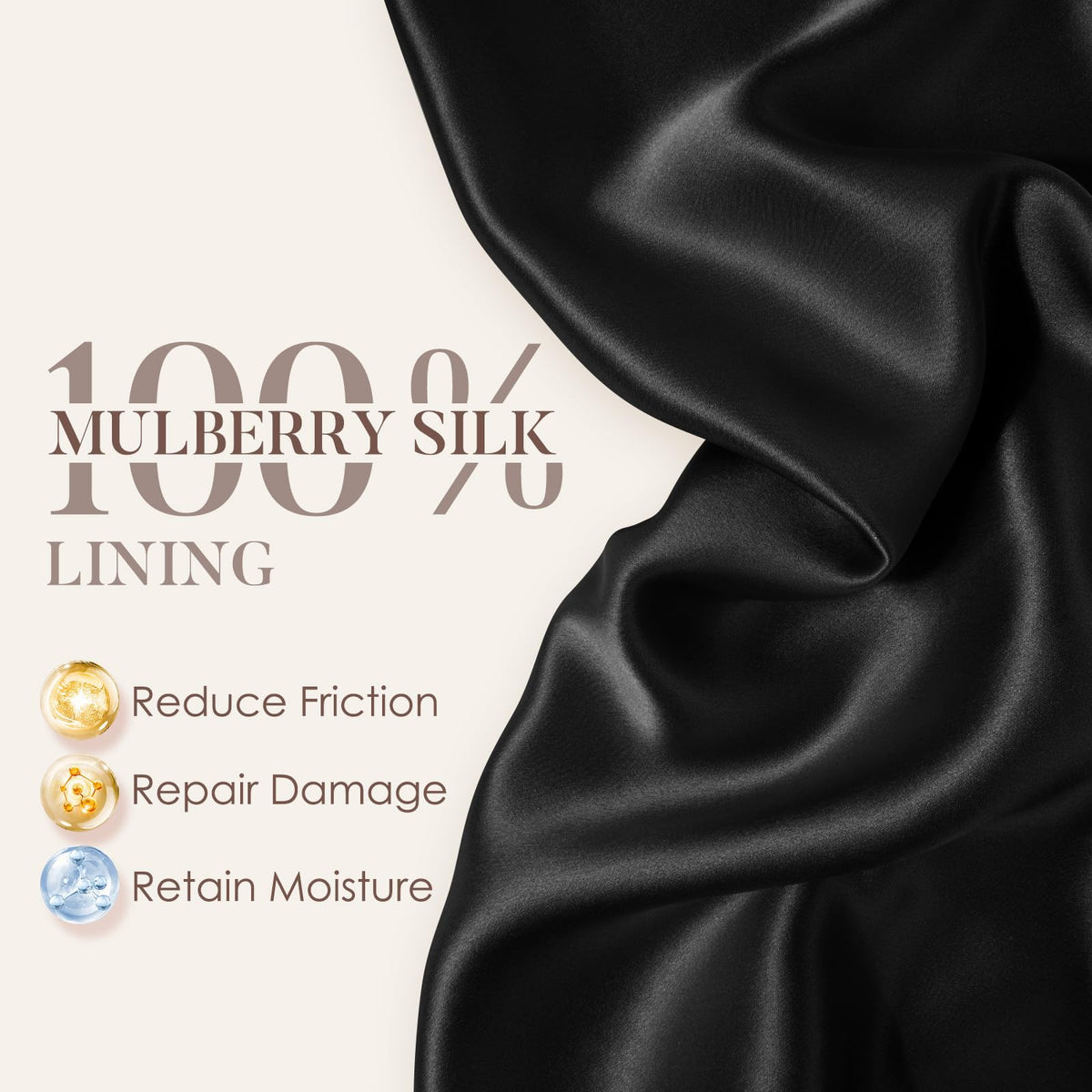 LULUSILK interior close-up showing mulberry silk surface and hair protection